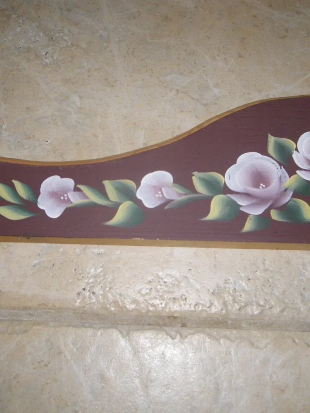 Lovely Hand Painted Flowers Wooden Transom Topper Wall Art Architecture Decor